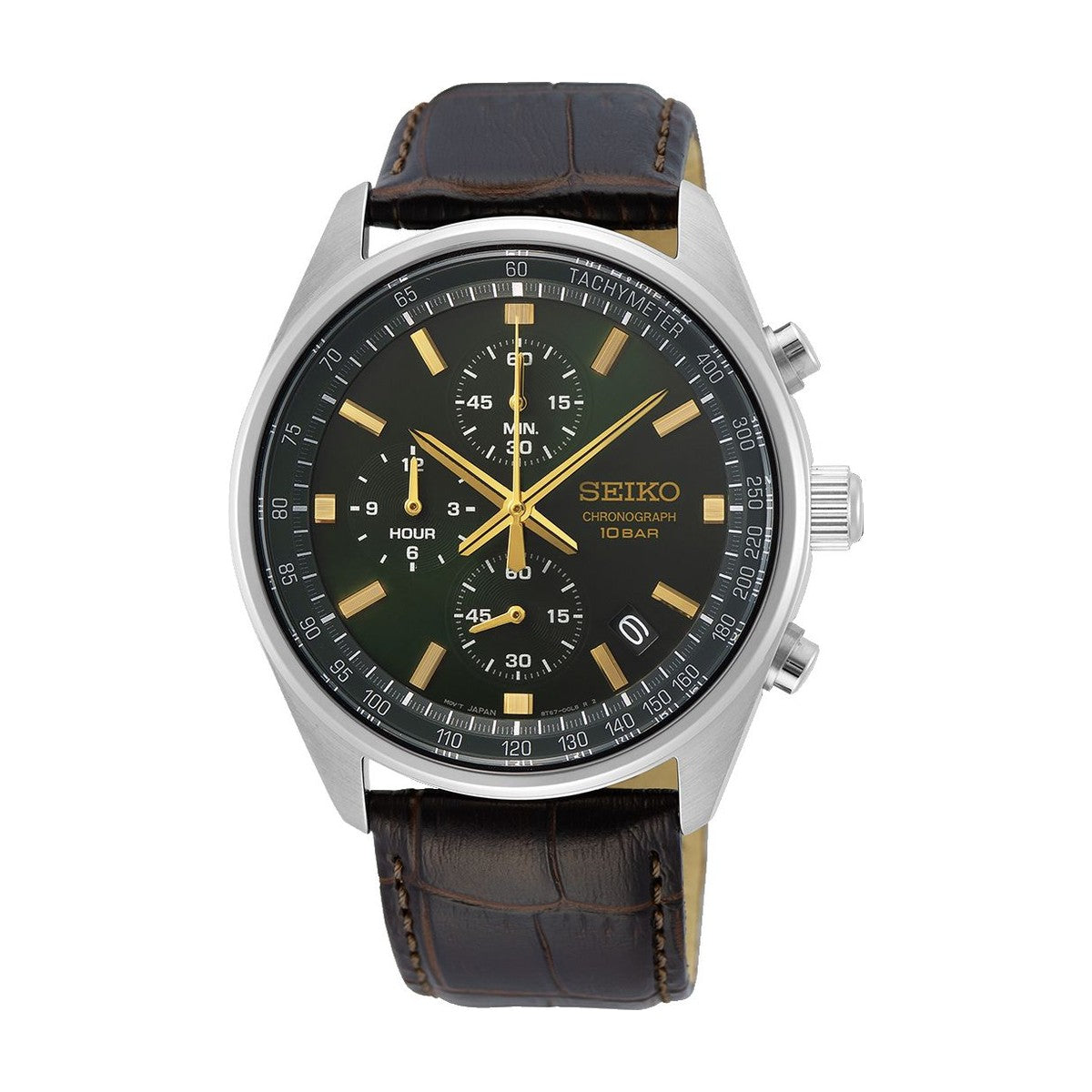 Seiko - Chronograph herreur stål med læderrem - Model: SSB385P1