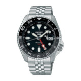 Seiko - 5 sport GMT automatik herreur, stål med lænke, sort skive, 100m - Model: SSK001K1