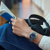 Seiko - 5 sport GMT automatik herreur, stål med lænke, mørkeblå skive, 100m - Model: SSK003K1