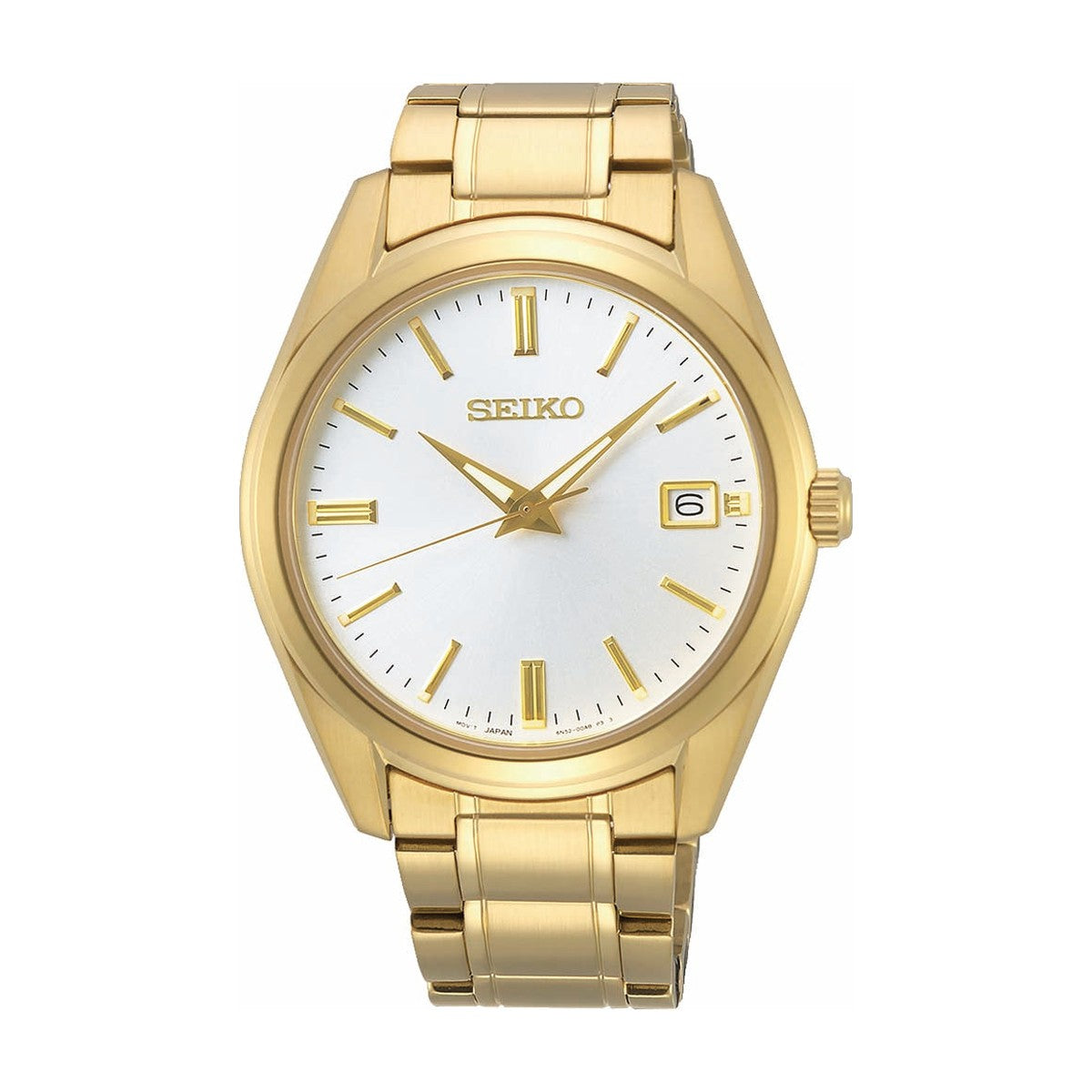 Køb Seiko - Herreur gulddublé med lænke dato 100m - Model: SUR314P1 hos Guldsmed Smeds