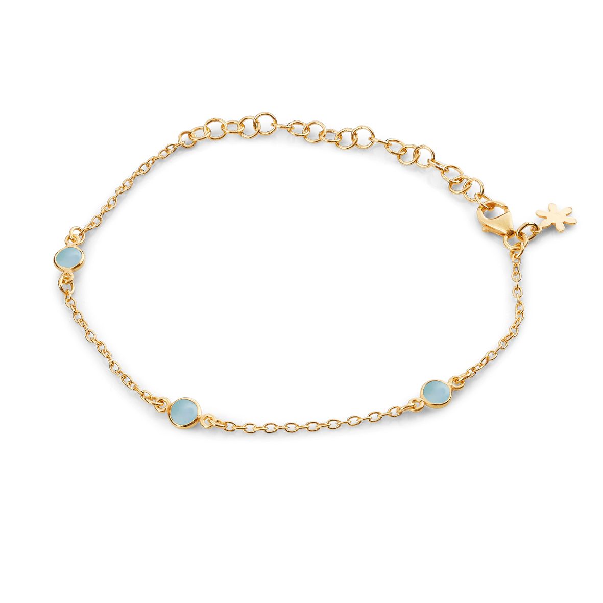 Køb Susanne Friis Bjørner - Armbånd med Lyseblå krystal, forgyldt - Modelnr.: SFB-1585-2-111 hos Guldsmed Smeds
