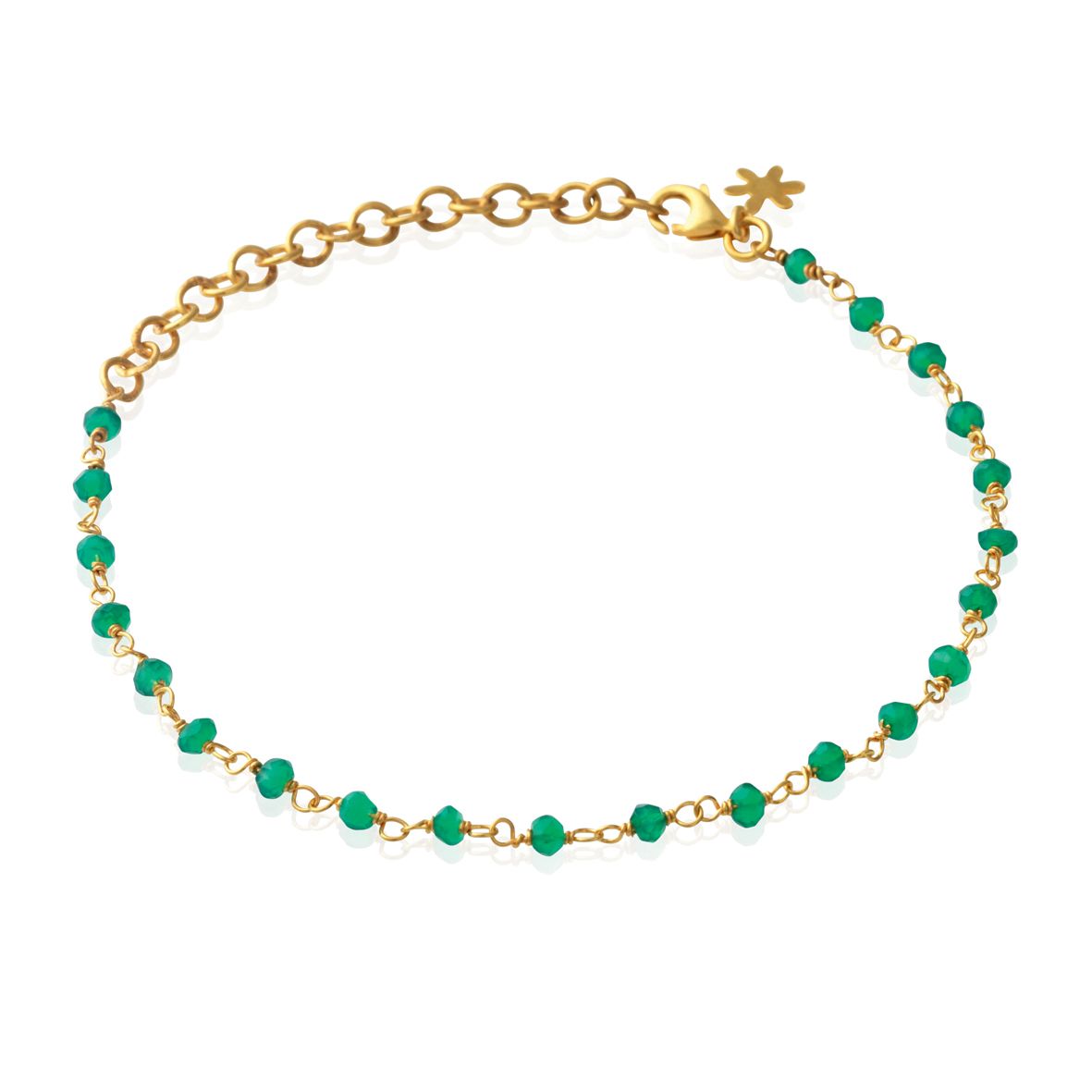 Køb Susanne Friis Bjørner - Armbånd forgyldt sølv 16-20 cm med facet grøn agat - Modelnr.: SFB-1433-2-102 hos Guldsmed Smeds