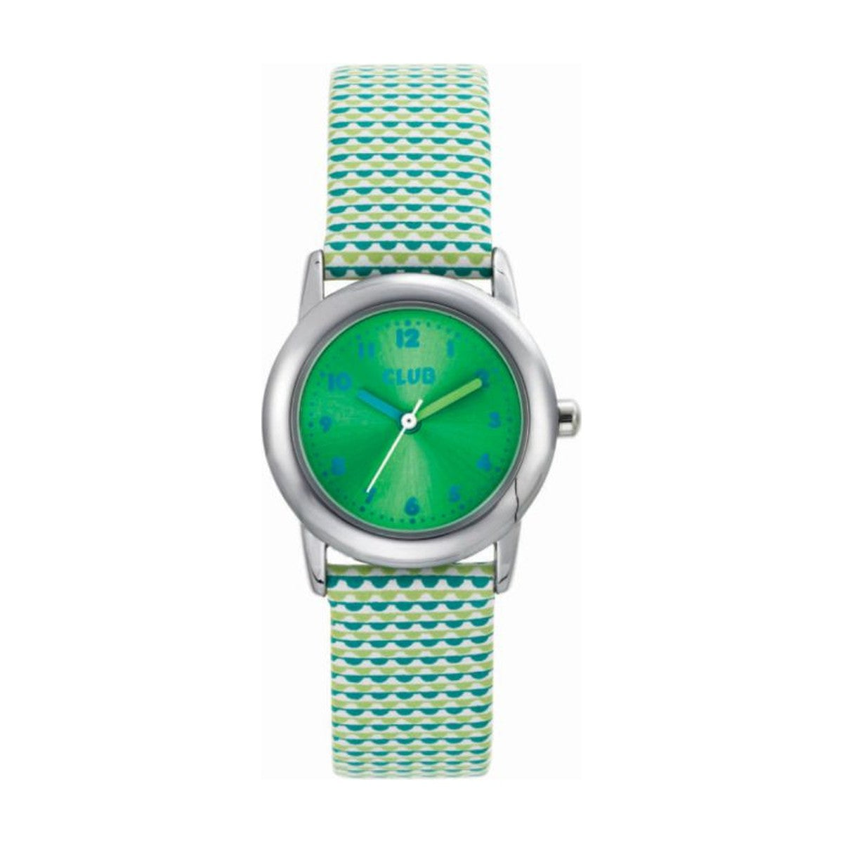 CLUB - Pigeur i chrom med grøn rem - Model: A65183-1S12A