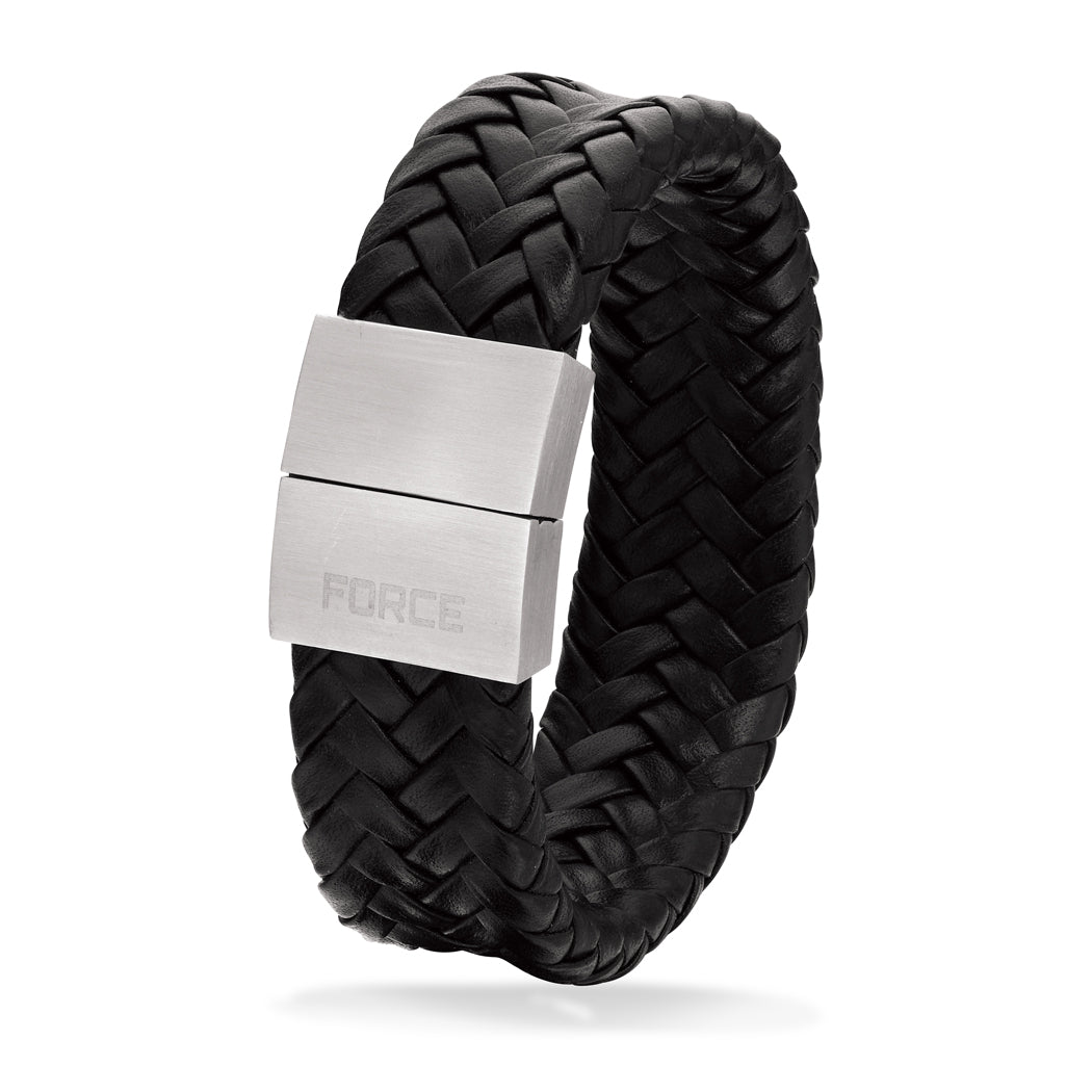 Scrouples - FORCE Herre armbånd sort flettet læder - Model: 02401,21