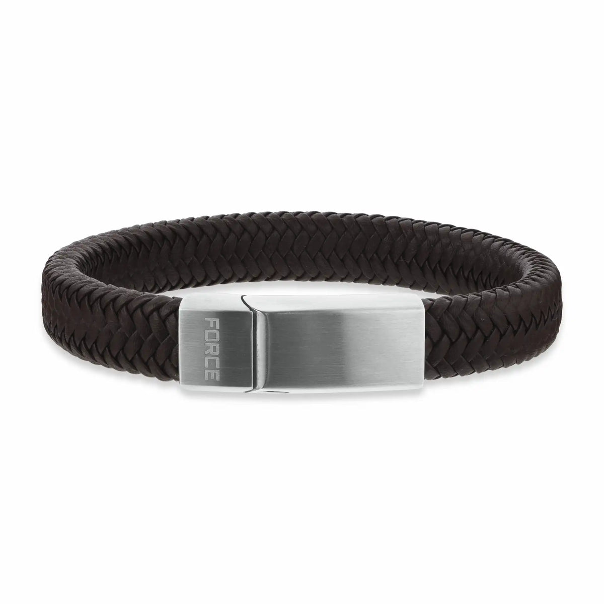 Scrouples - FORCE Herre armbånd mørke brun flettet læder 21 cm - Model: 03531A,M