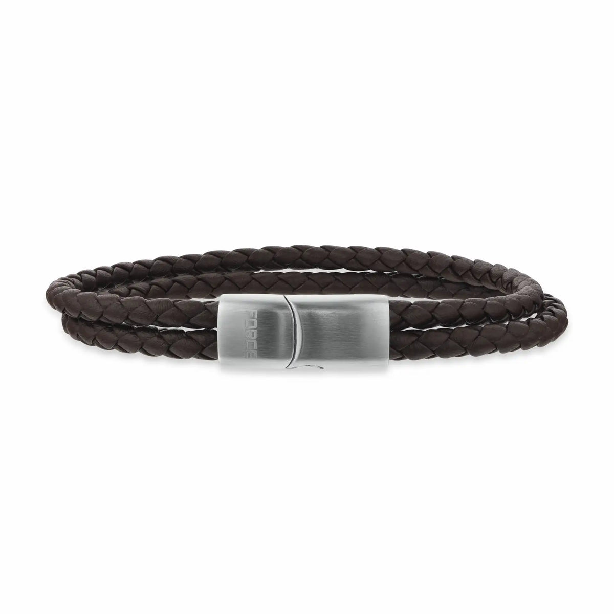 Scrouples - FORCE Herre armbånd mørke brun flettet læder 21 cm - Model: 03551A,M