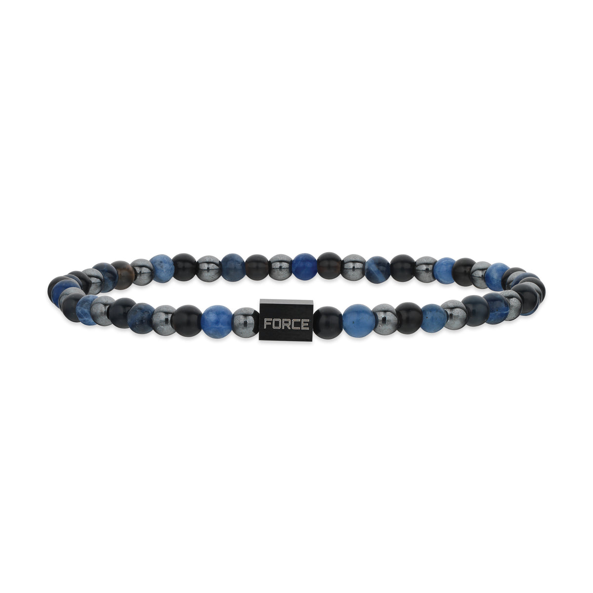 Scrouples - FORCE Herre armbånd, sorte/grå sten i 21 cm - Model: 03661A,M