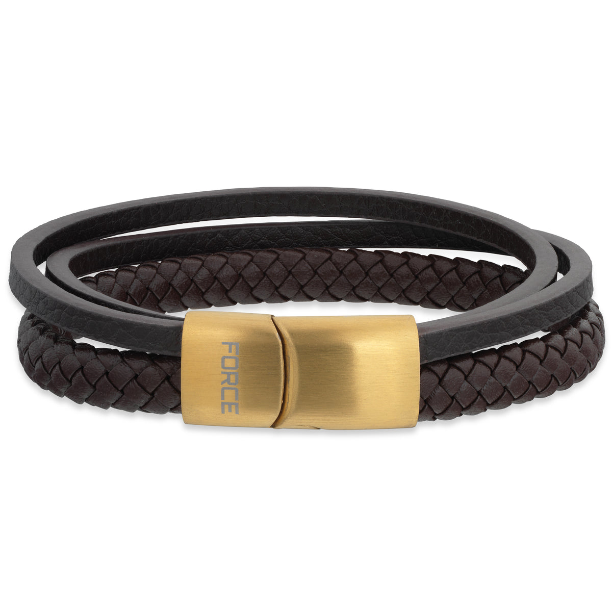 Scrouples - FORCE Herre armbånd brunt flettet læder - Model: 03681A,M