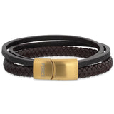 Scrouples - FORCE Herre armbånd brunt flettet læder - Model: 03681A,M