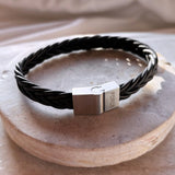 Scrouples - FORCE Herre armbånd sort flettet læder - Model: 03931A,M