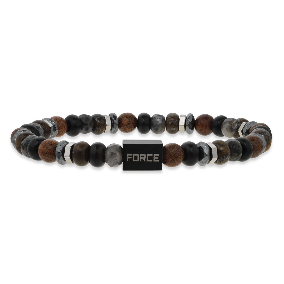 Scrouples - FORCE Herre armbånd, sorte/grå sten i 21 cm - Model: 03971A,M