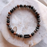 Scrouples - FORCE Herre armbånd, sorte/grå sten i 21 cm - Model: 03971A,M