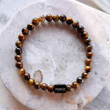 Scrouples - FORCE Herre armbånd, brune tigerøje sten i 21 cm - Model: 03981A,M