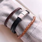 Scrouples - FORCE Herre armbånd brunt flettet læder - Model: 04051A,M