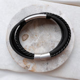 Scrouples - FORCE Herre armbånd sort flettet læder - Model: 04091A,M