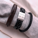 Scrouples - FORCE Herre armbånd sort flettet læder - Model: 04101A,M