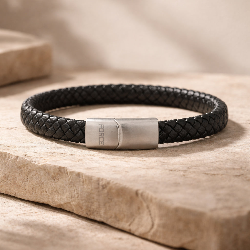 Scrouples - FORCE Herre armbånd sort flettet læder - Model: 04131A,M