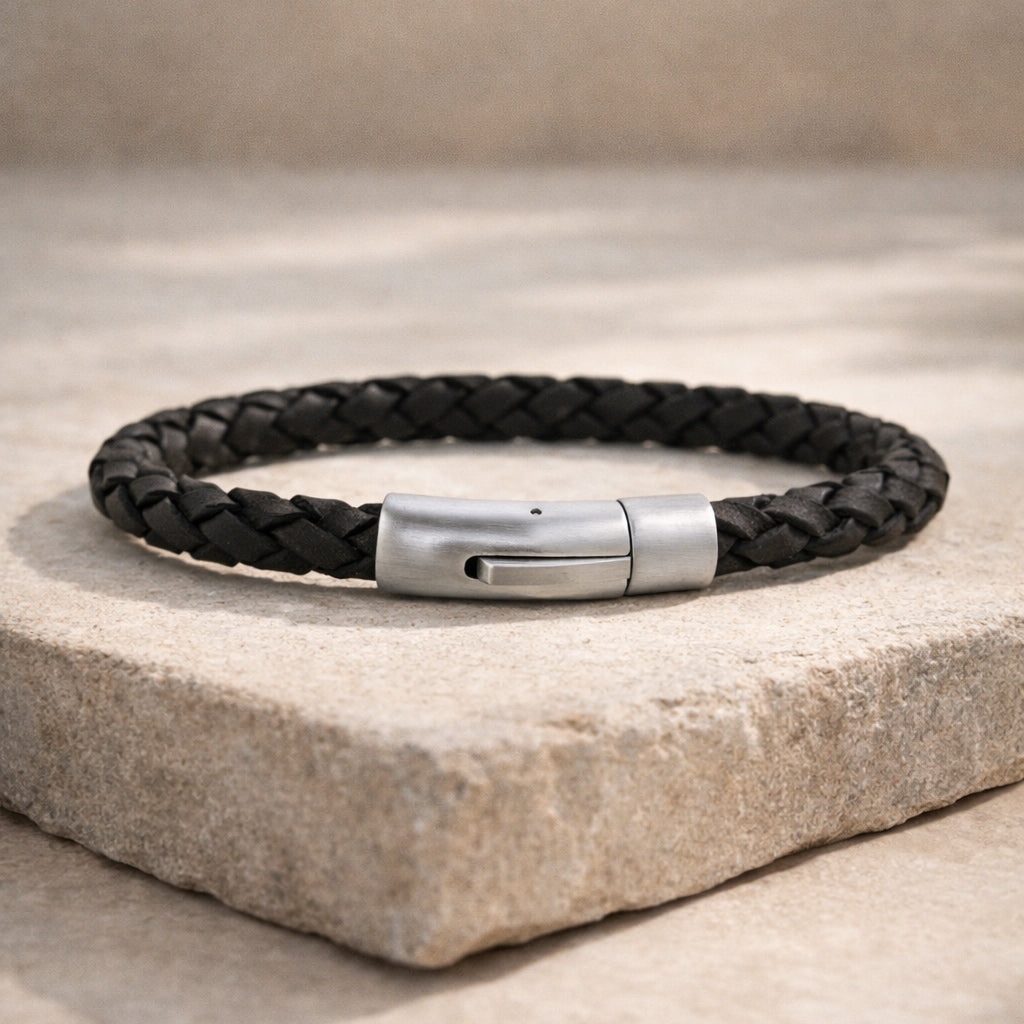 Scrouples - FORCE Herre armbånd sort flettet læder - Model: 04181A,M