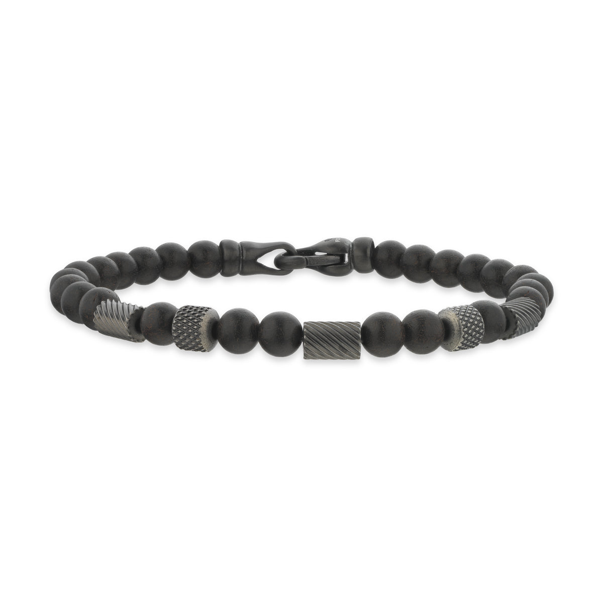 Scrouples-Force armbånd sort træ beads og stål 21 cm-model 04401A,M