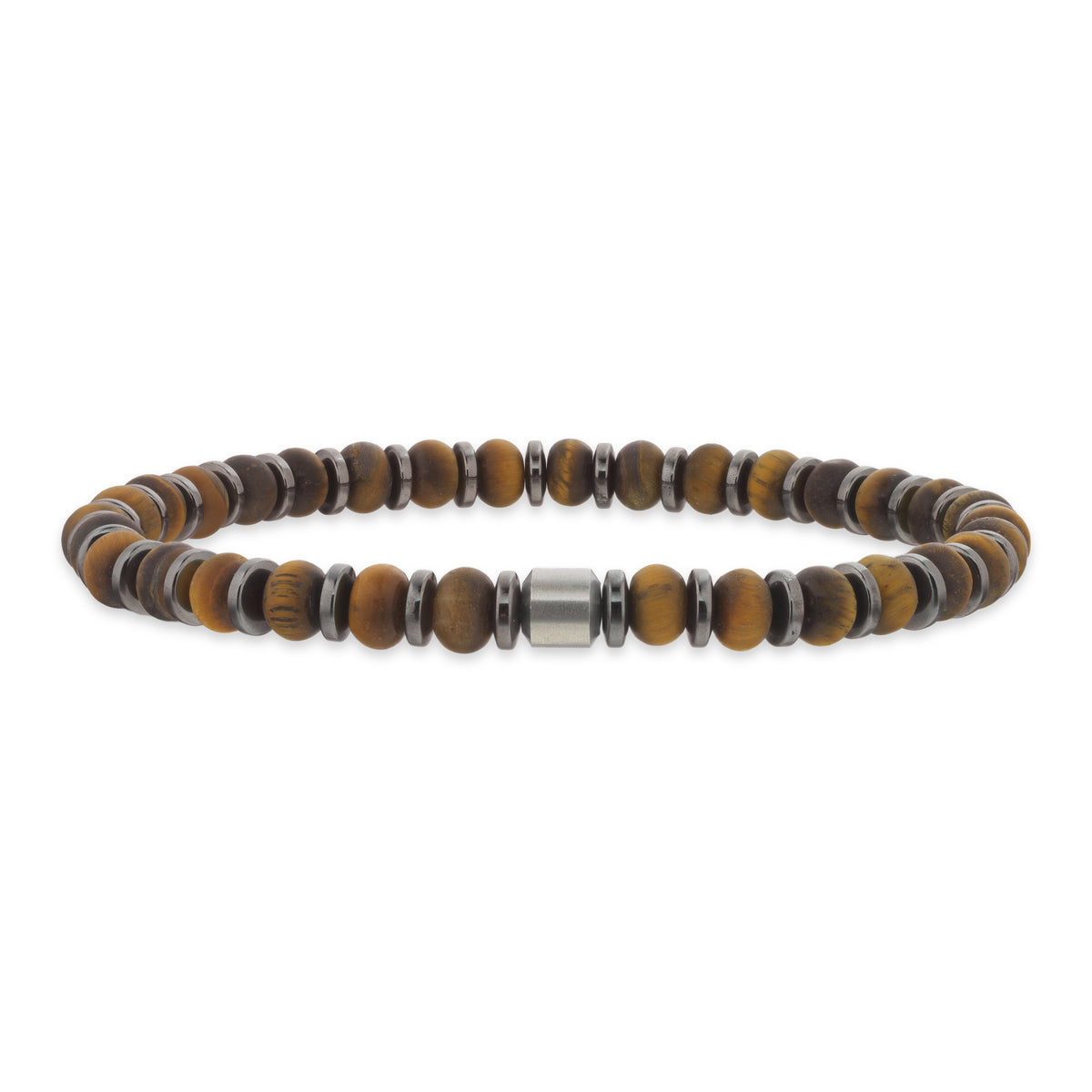 Scrouples-Force armbånd tiger øje og hæmatit ox. stål 21 cm-model 04431A,M