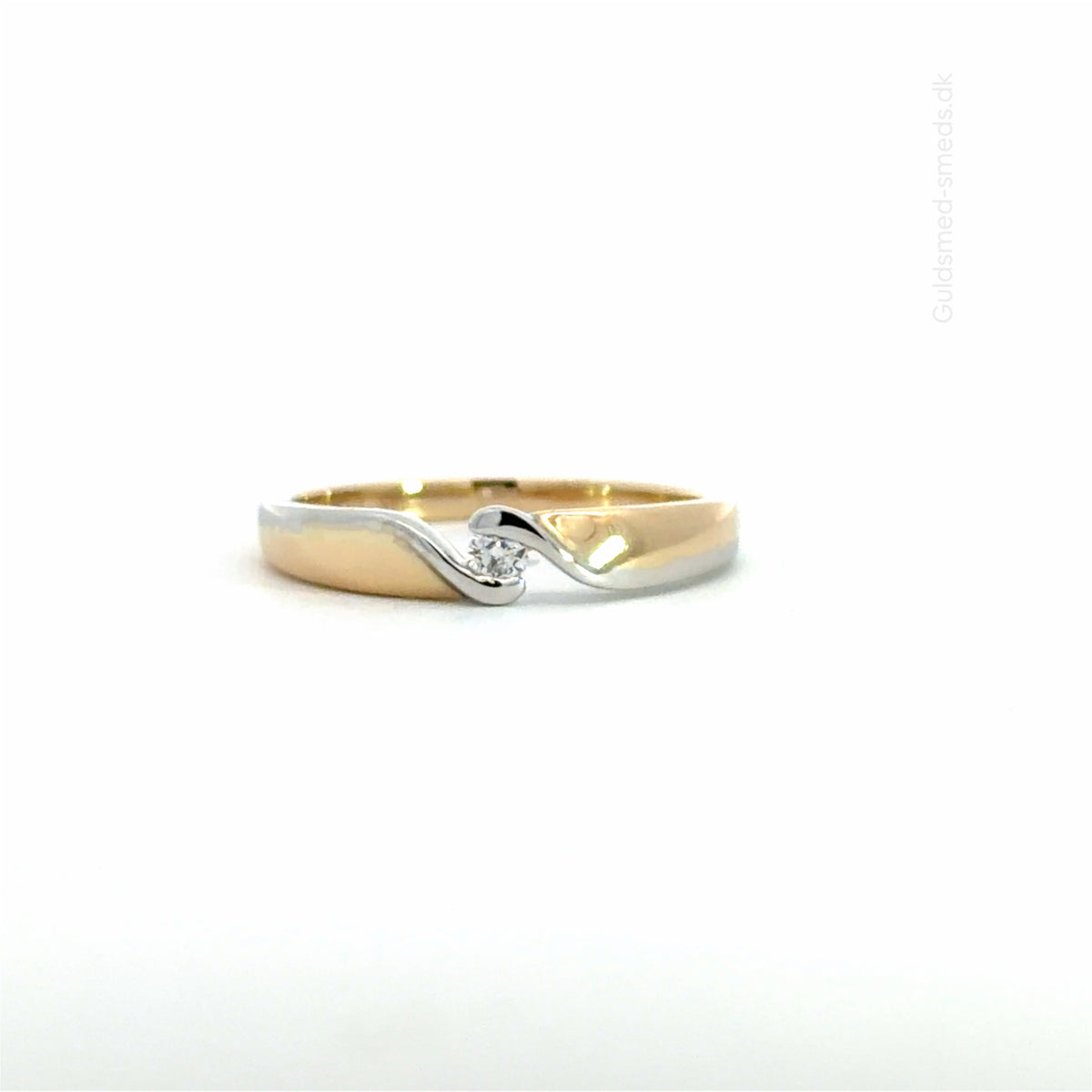 14KT.Rød & hvidguldsring med diamant 0,05ct w/si - Model: 50-00328-1852F