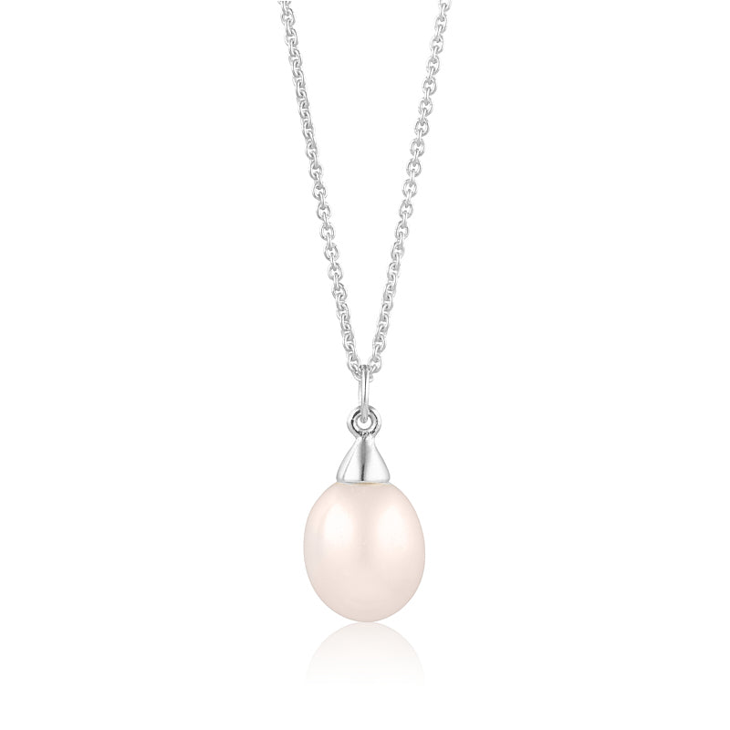 Blicher Fuglsang - Halskæde i rhodineret sølv med perle - Model: 2558 40Rc