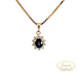 14kt diamantvedhæng m. safir + 0,15ct brillanter