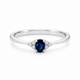 14 kt. Hvidguld ring med safir og diamant 0.06 w/si- Model: 50-00000-1555F
