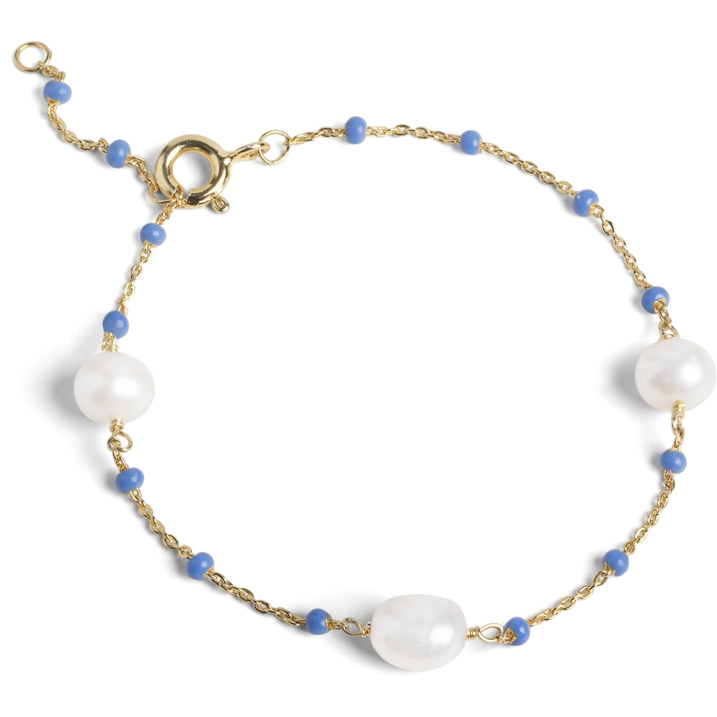 Enamel - Forgyldt Lola Perlita Cornflower armbånd - Model: B80G_2