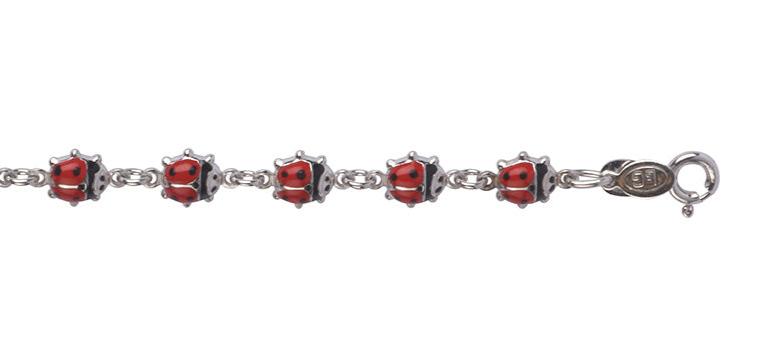 L&G - Børnearmbånd i sølv m. mariehøne charm - Modelnr.: 106731
