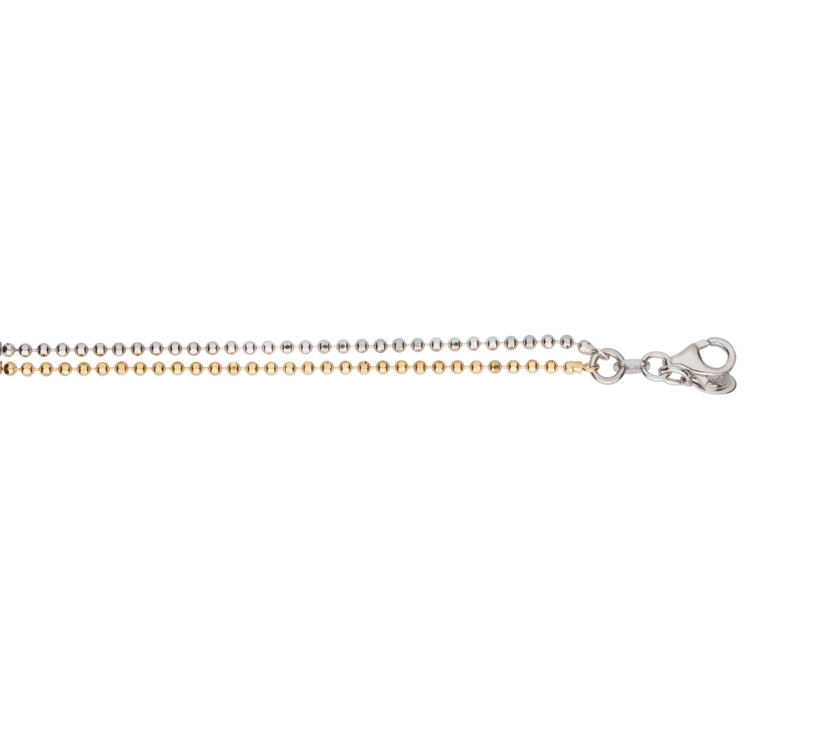 L&G - 2 Rækket sølv rhodineret og sølv forgyldt armbånd med små kugler - Modelnr: 106983