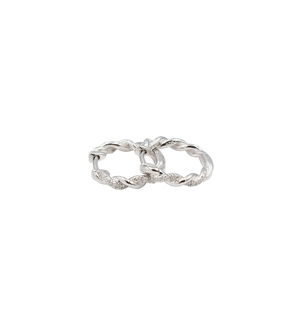 L&G - Rhodineret creoler, snoet med syntetiske zirkoner - Model: 108179-Z