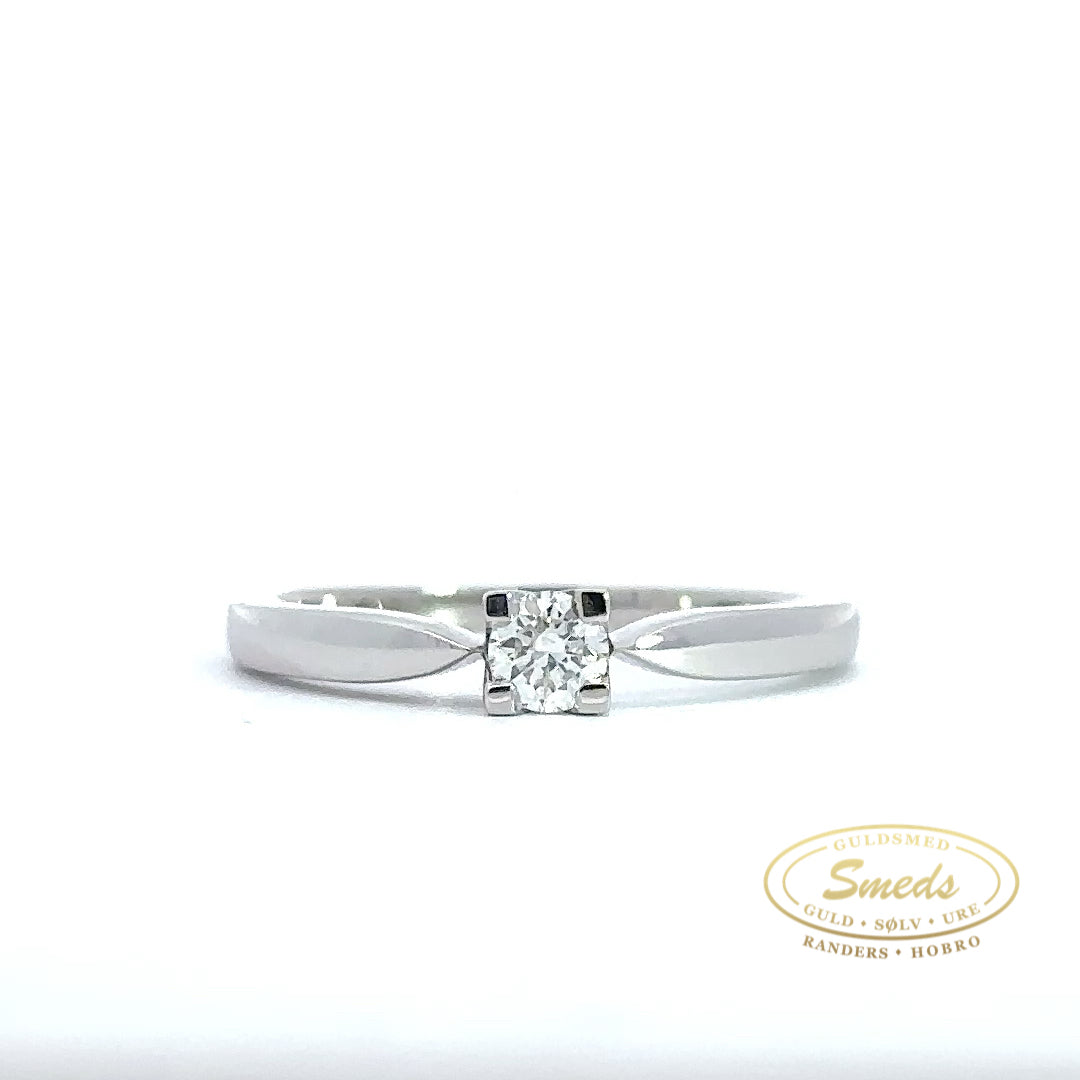 14 karat hvidguld solitaire ring.
