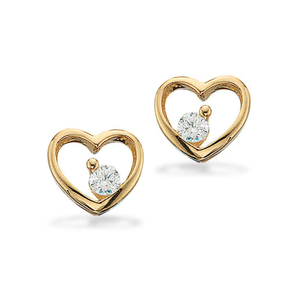Scrouples - 8 kt. hjerte ørestik med cz. - Model: 117983