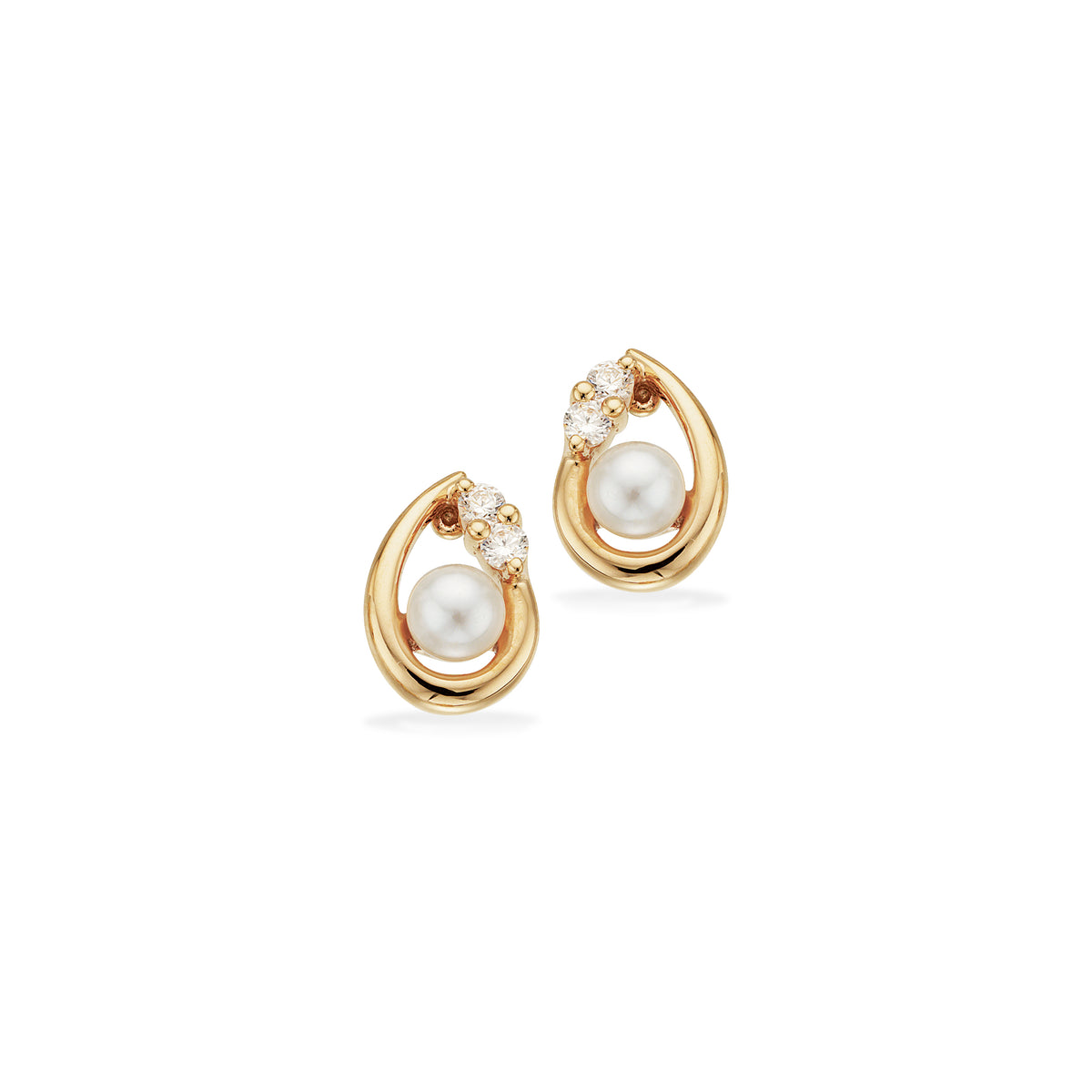 Scrouples - 8 kt guld ørestik, ferskvandsperle - Model: 122873