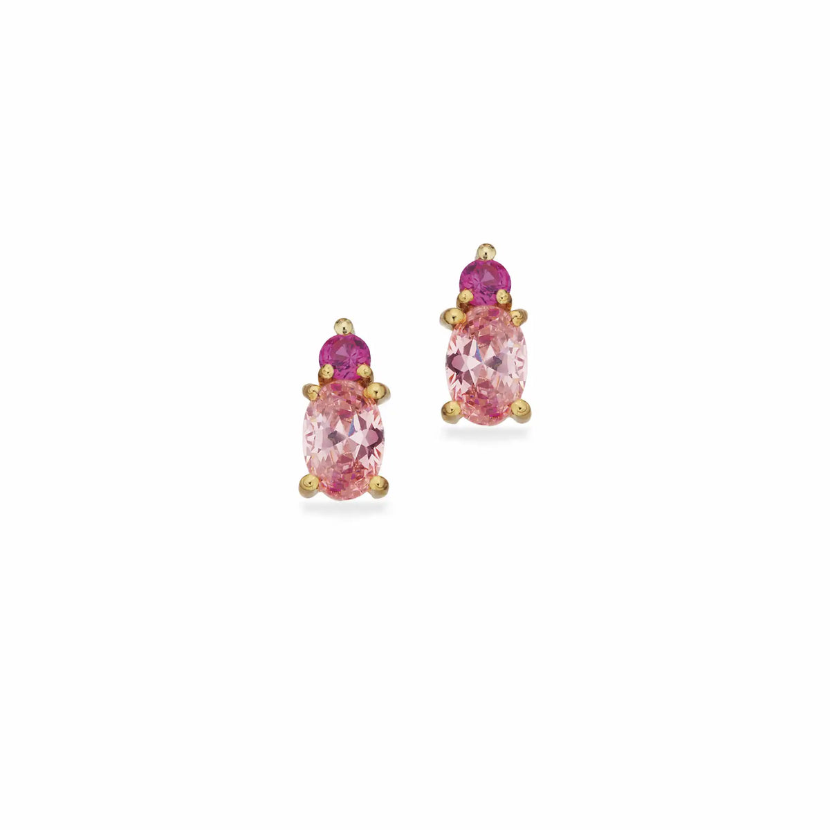Scrouples - 8 kt guld ørestikkere med pink/rose syntetisk zirkon - Model: 122983
