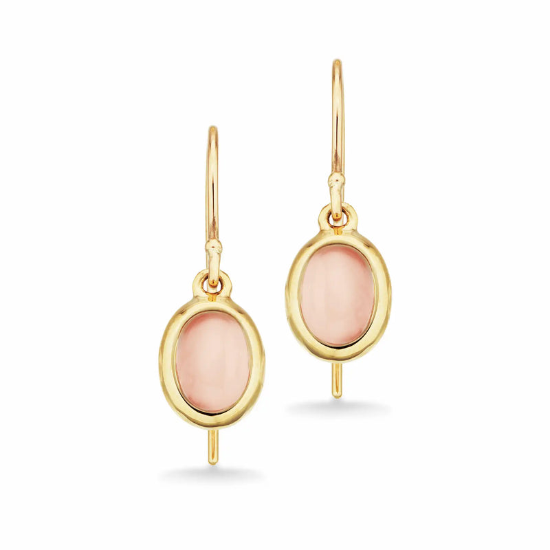 Scrouples - 8 kt guld ørehængere med rosa quartz - Model: 123553