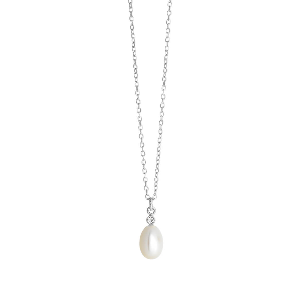 Susanne Friis Bjørner - Halskæde, sølv med hvid topas og ferskvandsperle - Modelnr.: SFB-1357-1-900