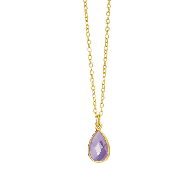 Susanne Friis Bjørner - Halskæde forgyldt med dråbe facet lys amethyst - Model: 1409-2-118