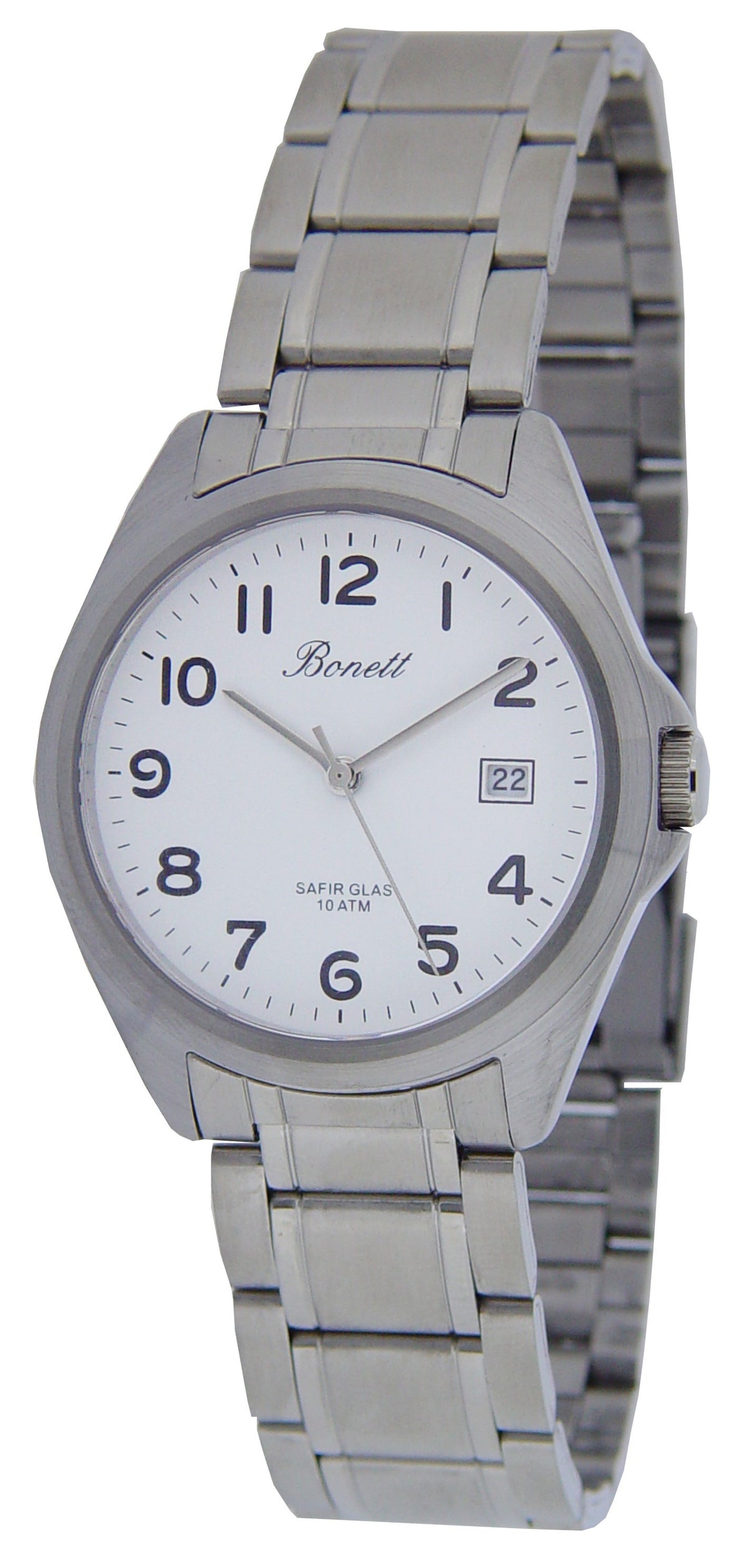 Bonett - Herreur i titanium m. hvid skive og dato - Model: 1512THT