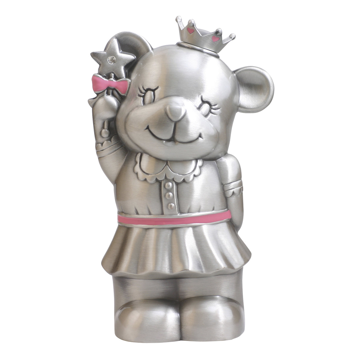 Zilverstad Fortinnet sparebøsse prinsesse-bamse m. emalje