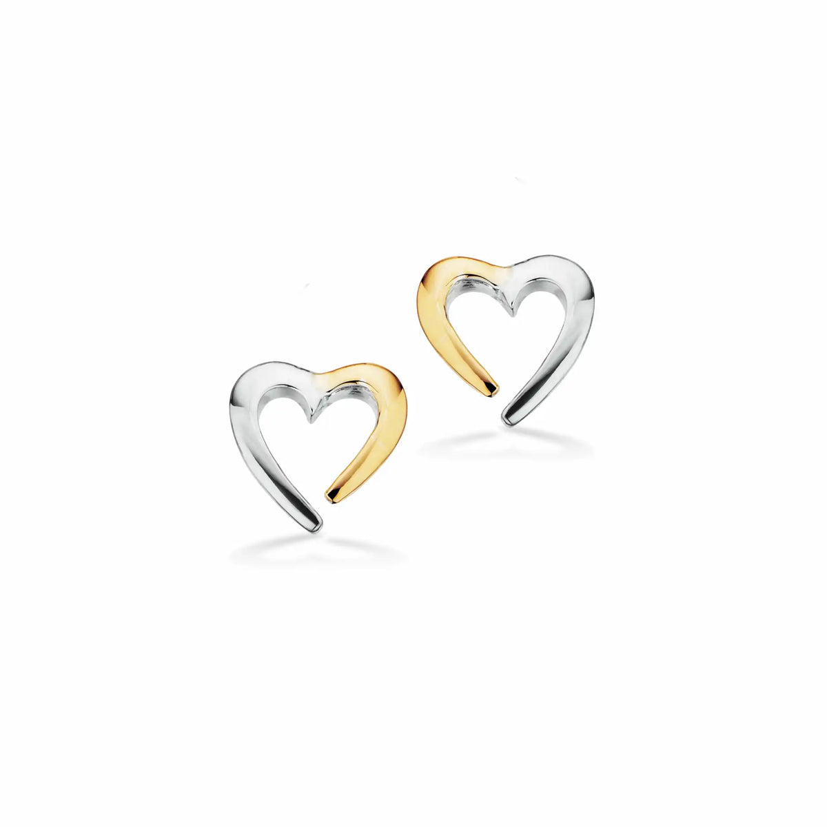 Scrouples - Sølv/8 kt guld ørestikkere, blank hjerte - Model: 160982