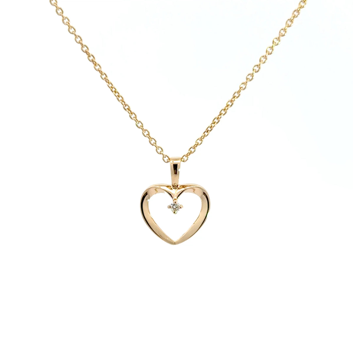 14kt vedhæng-  hjerte m. 0,02ct tw/si brillant - 45-00061-1850F