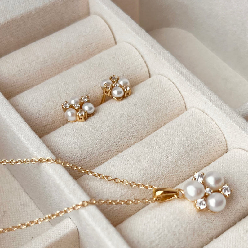 Scrouples - Halskæde - Forgyldt sølv, perler og syntetiske zirkoner - Model: 240222