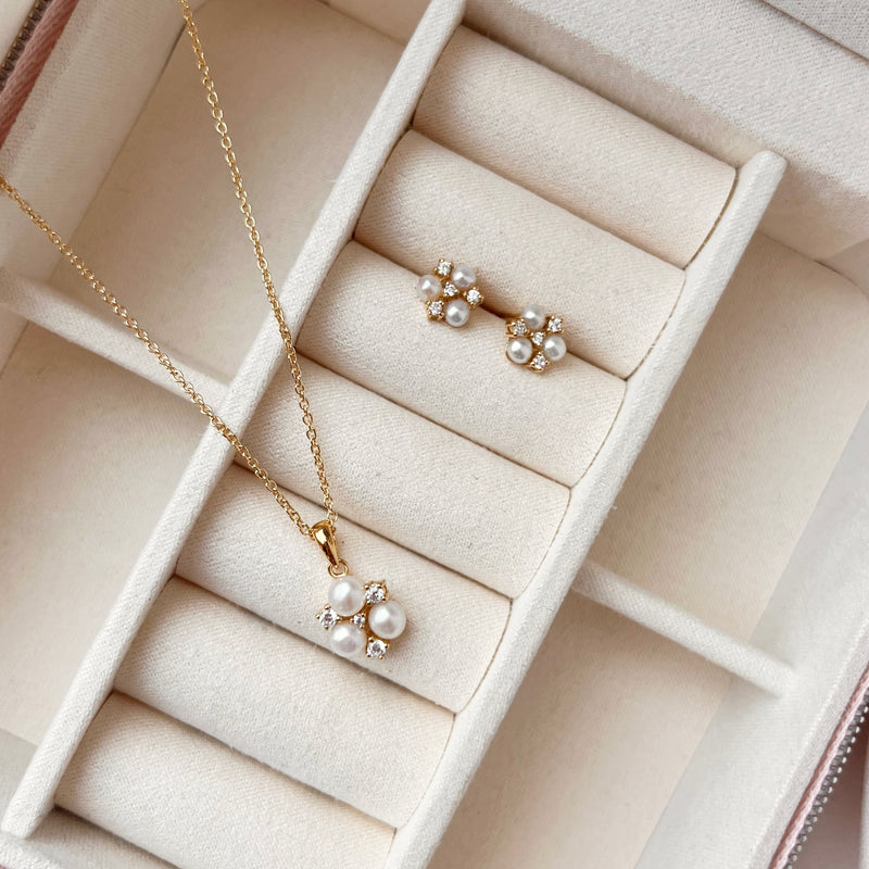 Scrouples - Halskæde - Forgyldt sølv, perler og syntetiske zirkoner - Model: 240222