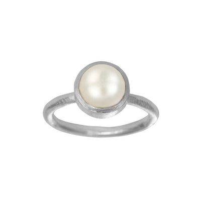 Susanne Friis Bjørner - Sølv ring med hvid ferskvandsperle 10 mm  - Model: 1659-1-900