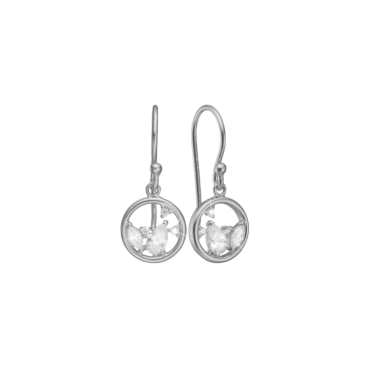 Aagaard Ørehænger Cirkel med 10 Cubic Zirkonia Sterling Sølv