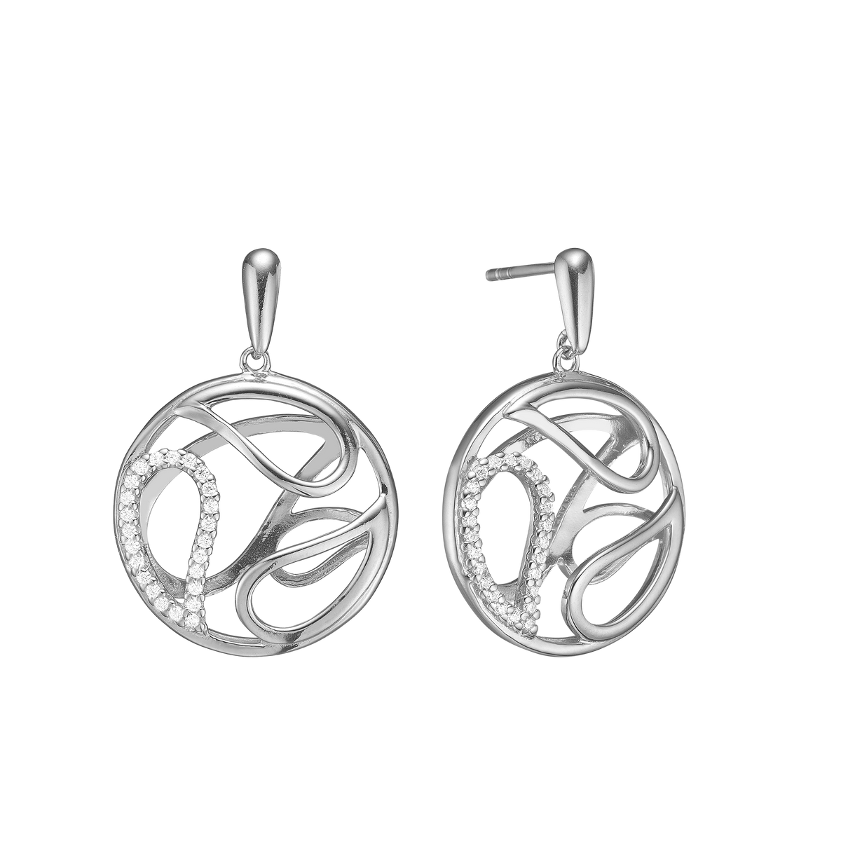Aagaard Ørehænger 3D Cirkel Cubic Zirkonia Sterling Sølv