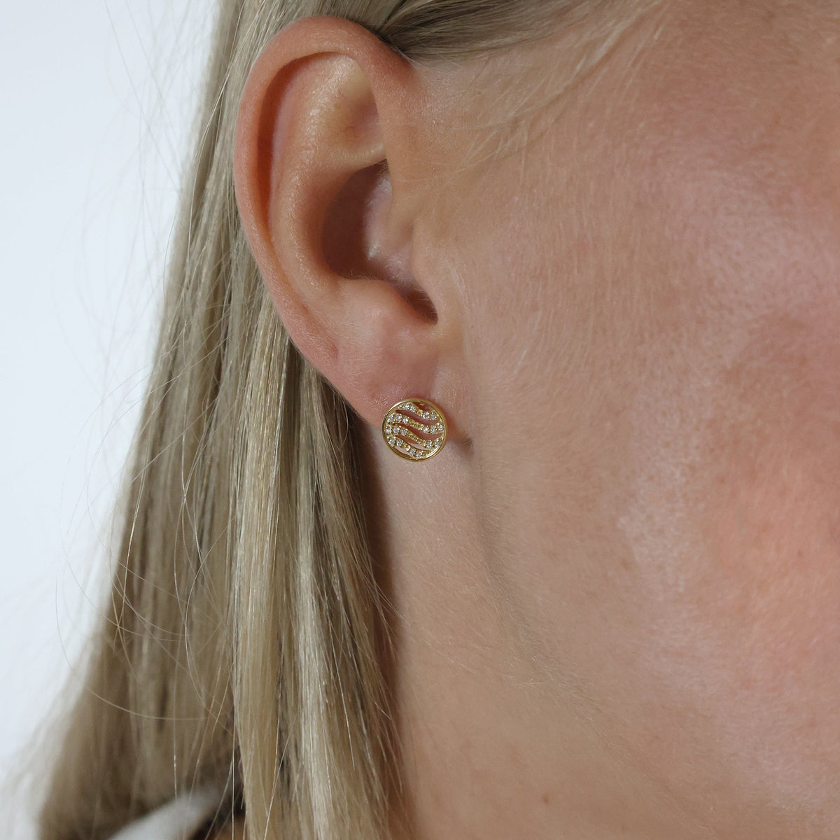Aagaard Ørestikker Bølger med Cubic Zirkonia 8 Karat Guld