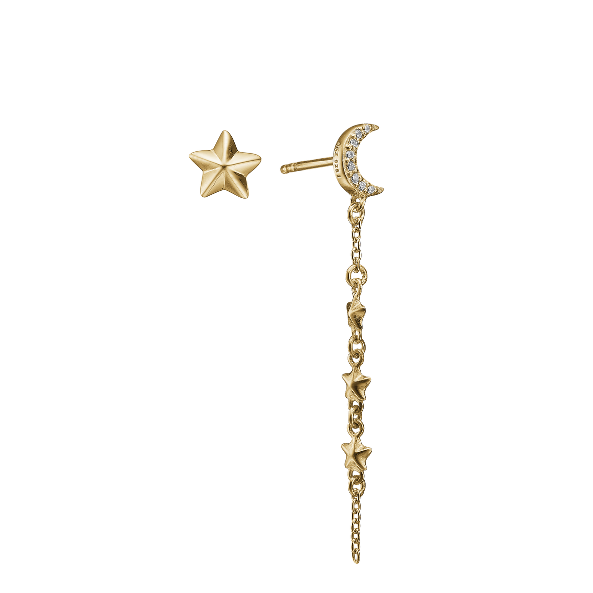 Aagaard Ørestikker Moon & Stardrops Forgyldt Sterling Sølv